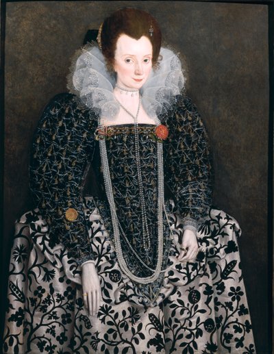 Portræt af en kvinde, traditionelt identificeret som Mary Clopton (født Waldegrave) fra Kentwell Hall, Suffolk, ca. 1600 af English School
