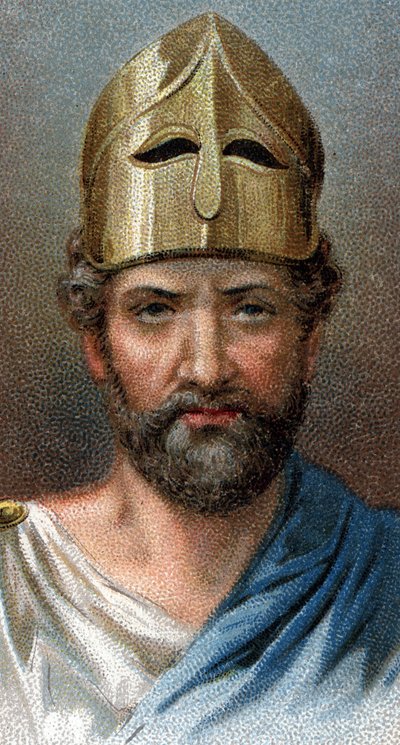 Portræt af den græske general og politiker Pericles (494-429 f.Kr.) - Fra serien "" Leaders of Men"" - Chromolithography - English School, 20. århundrede - af English School