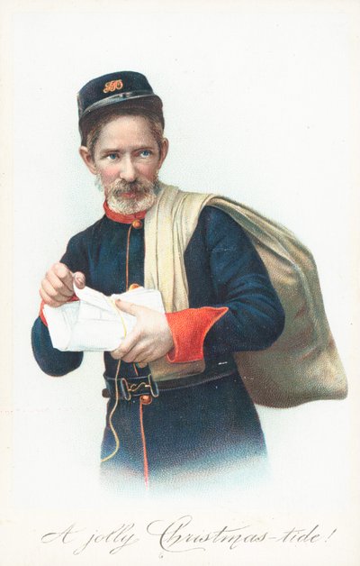 Postbud med sæk, julekort af English School