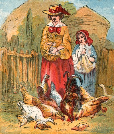 Fjerkræ spiser byg af English School
