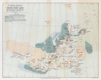 Foreløbig skitsekort over gruppen af øer kendt som Franz Josef Land af English School