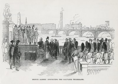 Prins Albert inspicerer den galvaniske telegraf af English School