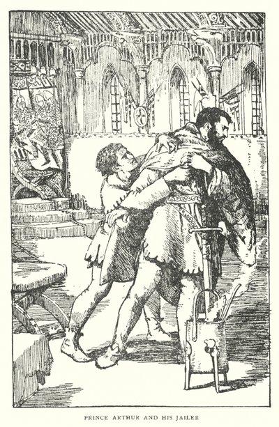 Prins Arthur og hans fangevogter (litografi) af English School