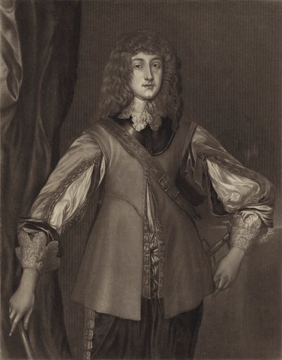 Prins Rupert, søn af kurfyrst Frederik V, pfalzgreve af Rhinen, og af Elizabeth, datter af Jakob I (litografi) af English School