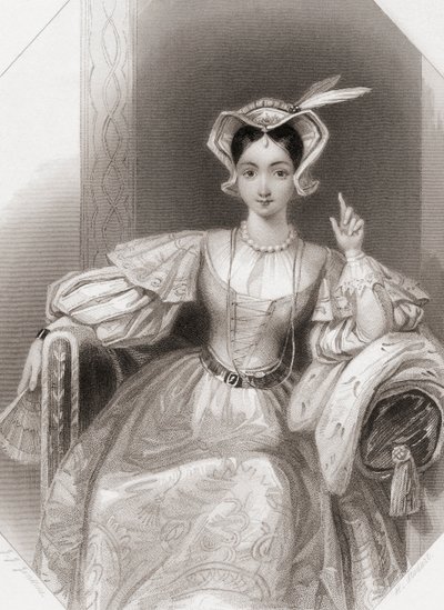Prinsessa Katherine William Shakespearen "Kuningas Henry V:stä", kuvitus "Shakespeare Gallerysta", n. 1840 (kaiverrus) af English School