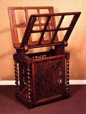 Trykstativ, valnøddetræ med byg-drejede søjler, 1850-60 af English School