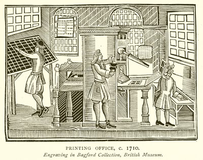 trykkeri, ca. 1710 af English School