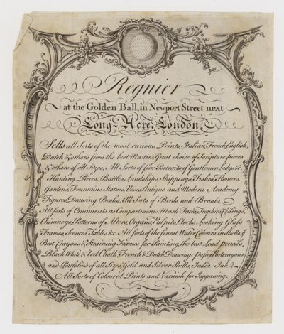 Tryksælger, Regnier, handelskort af English School