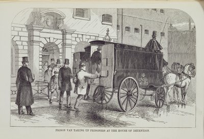 Prison Van optager fanger i House of Detention, fra The Criminal Prisons of London og Scenes of Prison Life af Henry Mayhew (1812-87) og John Binny, 1862 af English School