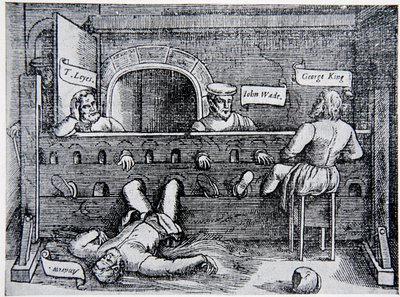 Prisoners in the Lollards Tower, fra Acts and Monuments af John Foxe (1516-87), 1563, illustration fra The History of the Nation af English School