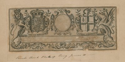 Privat bogplade af King James II af English School