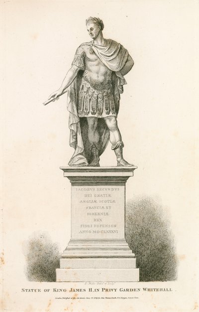 Privy Garden Westminster. Statue af kong James II af English School