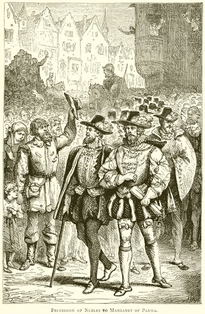 Procession af adelsmænd til Margaret af Parma af English School