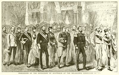 Procession af guvernørerne i Australien på Melbourne-udstillingen i 1888 af English School