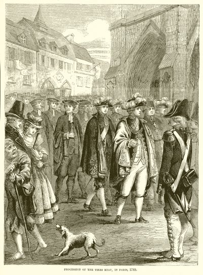 Procession af Tiers Etat, i Paris, 1789 af English School