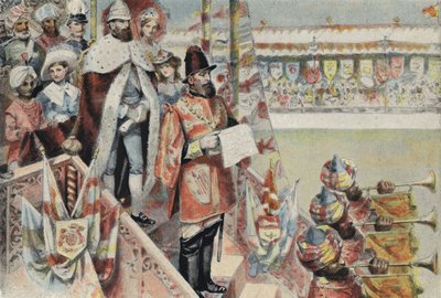 Proclamation of Queen Victoria as Empress of Indiadani af English School