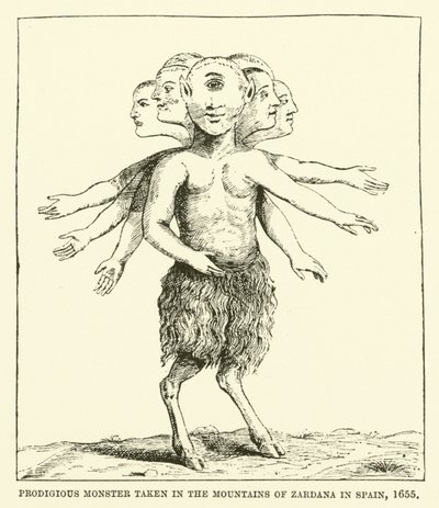Vidunderligt monster taget i bjergene i Zardana i Spanien, 1655 af English School