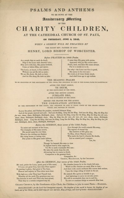 Program for salmer og hymner af English School