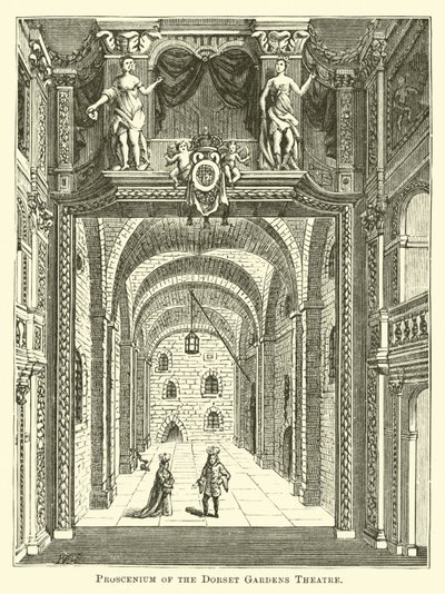 Proscenium af Dorset Gardens Theatre af English School
