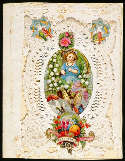 Prosperity, Valentine-kort, ca. 1870 (farve litho på papir) af English School