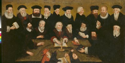 Protestantiske reformatorer, ca. 1654 (olie på panel) af English School