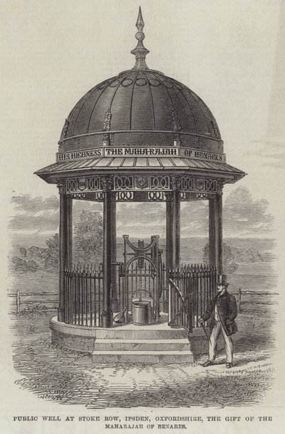 Public Well ved Stoke Row, Ipsden, Oxfordshire, Maharajahs gave fra Benares (gravering) af English School