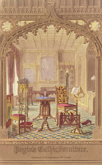 Pugins Gothic Furniture, af Augustus Charles Pugin (1762-1832), udgivet af R. Ackermann, 1827 af English School