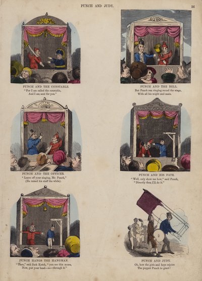 Punch and Judy Show (farvet gravering) af English School