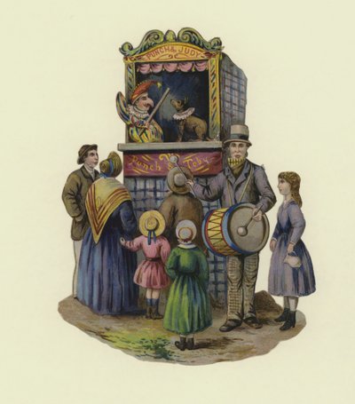 Punch og Judy show (chromolitho) af English School