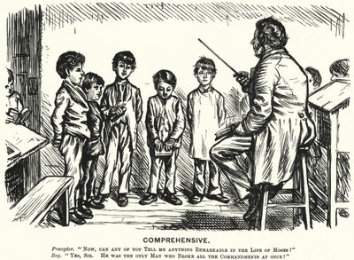 Punch tegneserie: Omfattende - religionsundervisning lektion (gravering) af English School