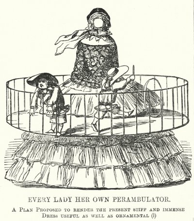 Jede Dame ihr eigener Kinderwagen - die Mode der Reifröcke für Frauen (Stich) von English School