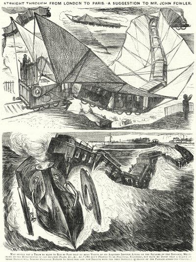 Punch tegneserie: Straight Through fra London til Paris. Et forslag til hr. John Fowler (gravering) af English School