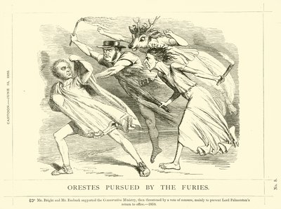 Punch tegneserie om John Bright: Orestes Pursued By The Furies af English School
