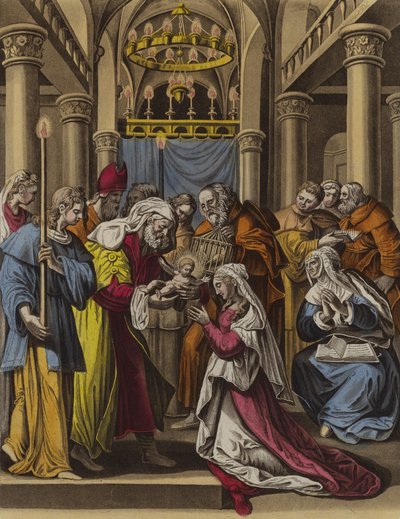 Rensning af Jomfru Maria (farve litho) af English School