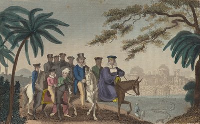 Dronning Caroline, frasepareret ægtefælle af kong George IV, træder ind i Jerusalem (farvet indgravering) af English School
