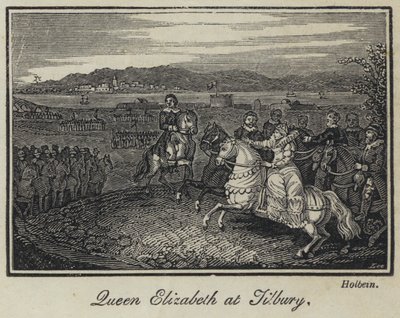 Dronning Elizabeth ved Tilbury (gravering) af English School