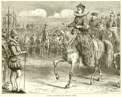 Dronning Elizabeth ved Tilbury Fort af English School