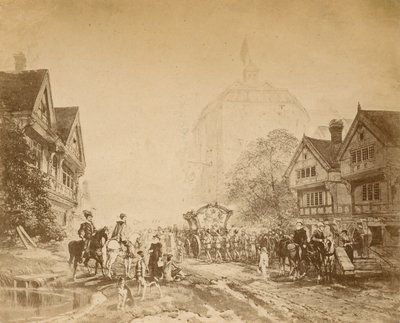 Dronning Elizabeth besøger Globe Theatre af English School