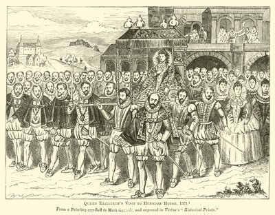 Queen Elizabeths Visit to Hunsdon House, 1571  af English School