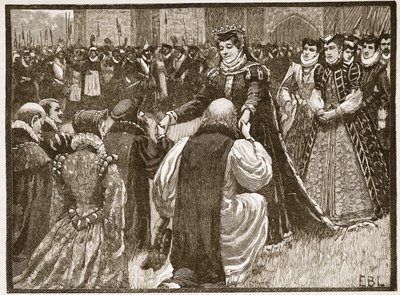 Queen Mary and the State Prisoners in the Tower, illustration fra Cassells Illustrated History of England (sepia foto) af English School