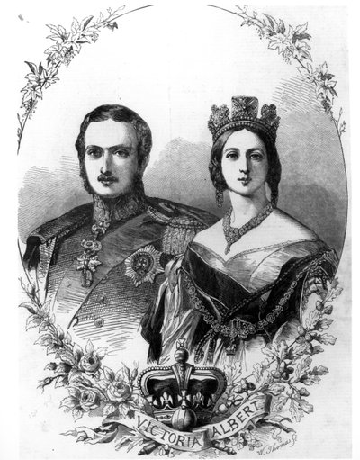 Dronning Victoria (1819-1901) og Prins Albert (1819-61) graveret af W. Thomas, 1844 af English School