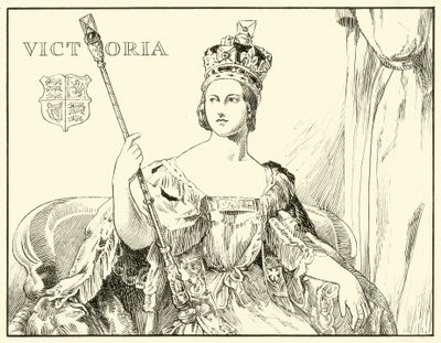 Dronning Victoria (After the Coronation Portrait af Sir George Hayter) (blæk på papir) af English School