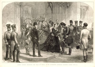 Dronning Victoria modtager Shahen af Persien af English School