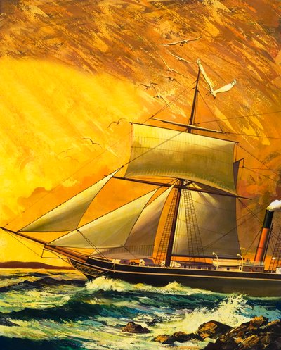 RMS Dane kommt in der Tafelbucht an von English School