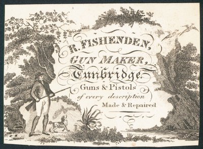 R Fishenden, våbenmager, handelskort af English School