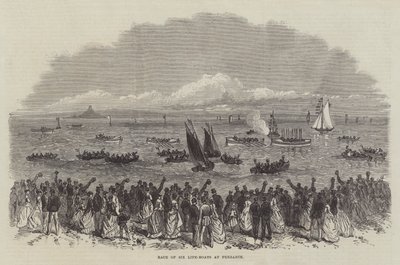 Race of Six Life-Boats at Penzance (gravering) af English School