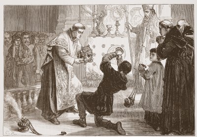 Radziwills Miracle: curing a sham demoniac, illustration fra The History of Protestantism af James Aitken Wylie (1808-1890), pub. 1878 af English School