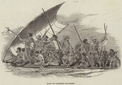 Flåde af Gambier Islanders (gravering) af English School