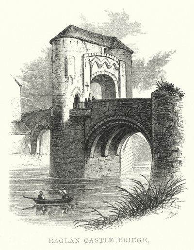 Raglan Castle Bridge (gravering) af English School