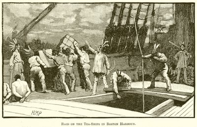 Raid på Tea-skibene i Boston Harbor af English School